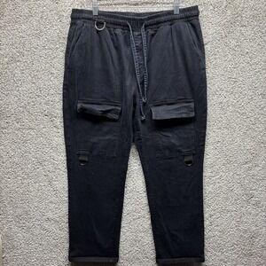 Aphrodite Hot Topic Black Cargo Pants Size XL Drawstring Waist Stretch Punk Goth